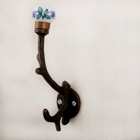 Pea Green Blue Leaf Tree Hooks-EHG-67